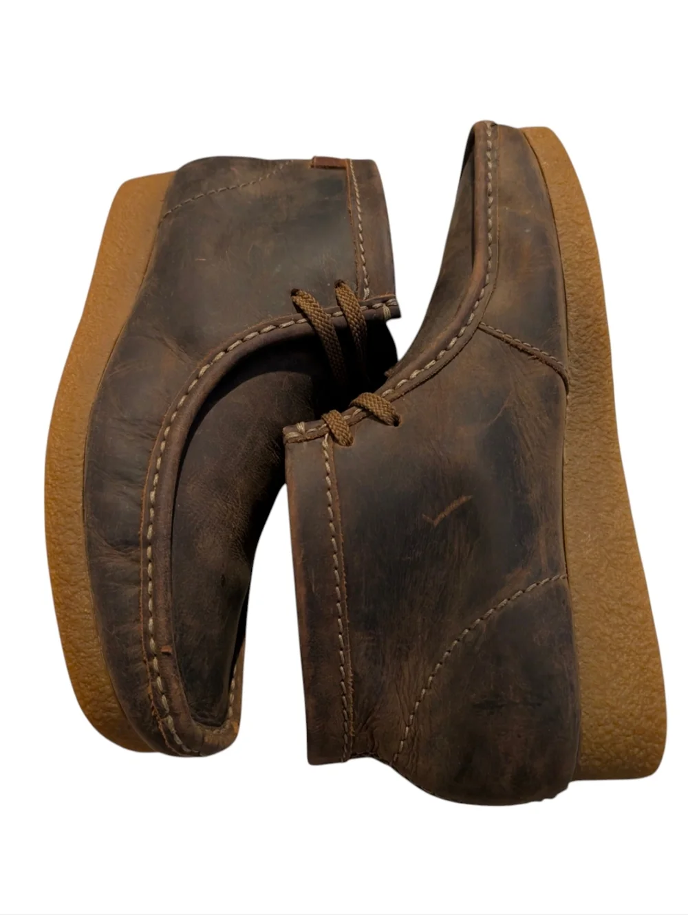 Clarks Men's Shacre Chukka DistressedBoot Beeswax Leather Wallabees Brown Size 8